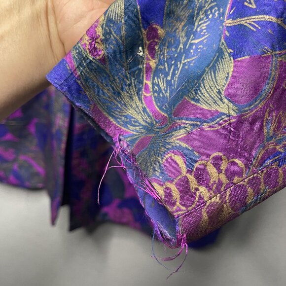 Vintage First Thaisilk Womens Floral Blazer Jacket 100% Silk Purple/Gold/Blue M - Picture 4 of 8